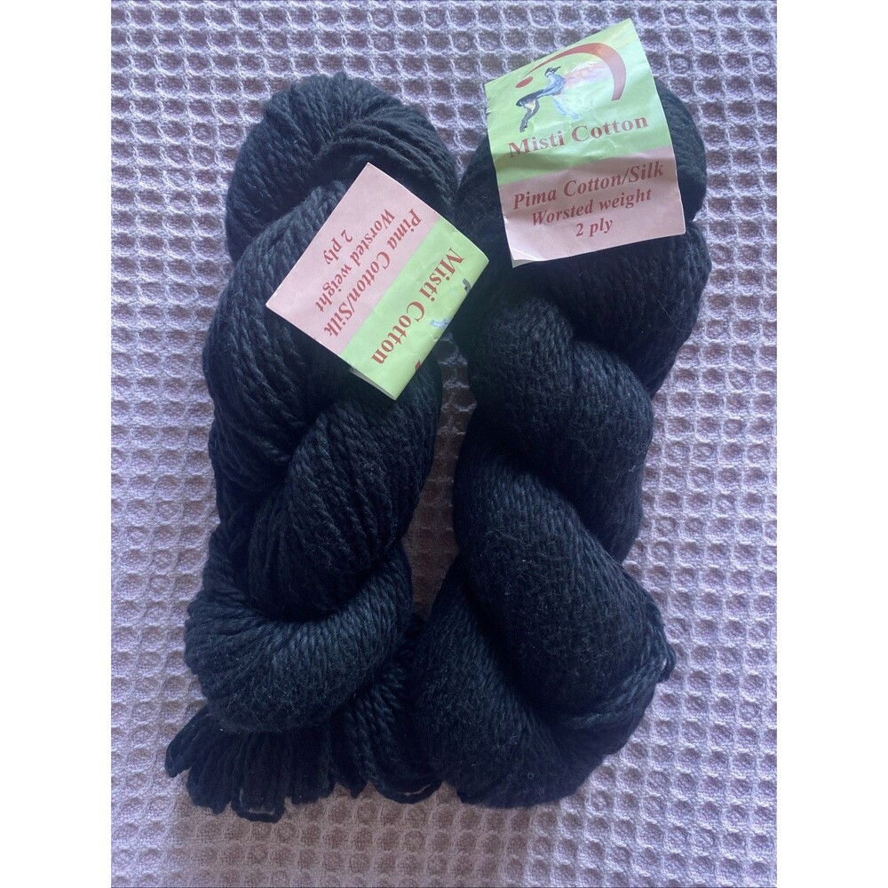 Misti Alpaca Yarn Silk'(83% PIMA Cotton,17%Silk) 382 Yards 200g Worsted BLACK